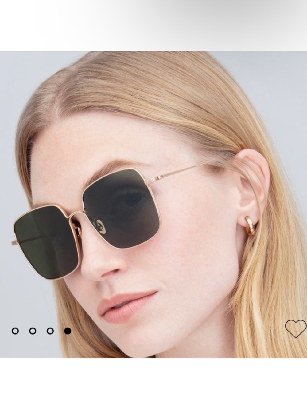 Krewe Eve Gold Square-Frame Sunglasses with Dark Lenses